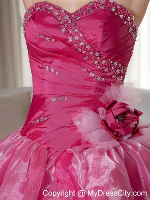 Hot Pink Sweetheart Beaded 2013 Ruffled Layers Quinceanera Dress