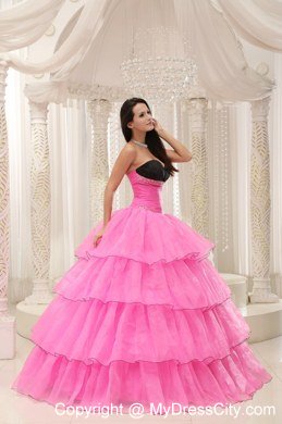 Discount Hot Pink Sweetheart Ruffled Layers Dress For Sweet 15