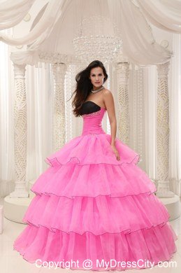 Discount Hot Pink Sweetheart Ruffled Layers Dress For Sweet 15