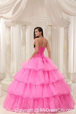 Discount Hot Pink Sweetheart Ruffled Layers Dress For Sweet 15