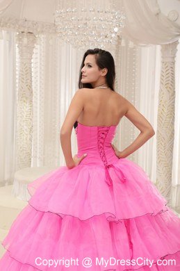 Discount Hot Pink Sweetheart Ruffled Layers Dress For Sweet 15