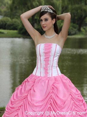 2013 Exquisite Pick-ups Rose Pink and White Sweet 16 Dress