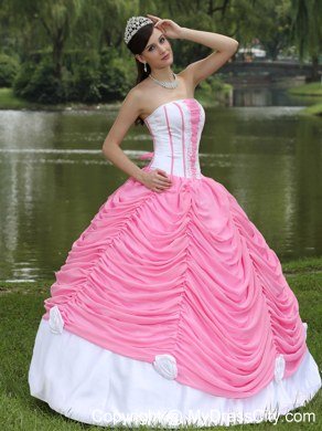 2013 Exquisite Pick-ups Rose Pink and White Sweet 16 Dress