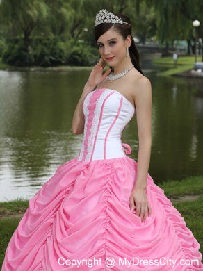 2013 Exquisite Pick-ups Rose Pink and White Sweet 16 Dress