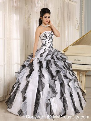 Multi-color Organza Appliques Ruffles Quinceanera Dress for Girl