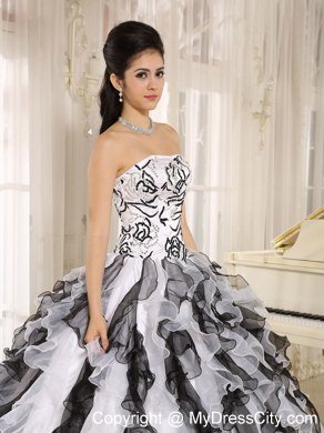 Multi-color Organza Appliques Ruffles Quinceanera Dress for Girl