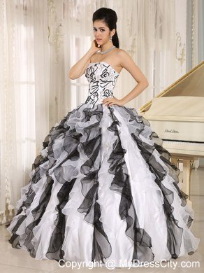 Multi-color Organza Appliques Ruffles Quinceanera Dress for Girl