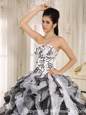 Multi-color Organza Appliques Ruffles Quinceanera Dress for Girl