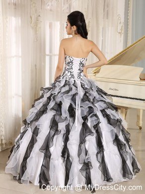 Multi-color Organza Appliques Ruffles Quinceanera Dress for Girl