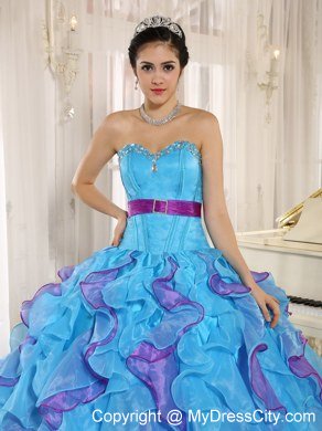 Multi-color Sweetheart Ruffles Sash 2013 Dress For Sweet 15