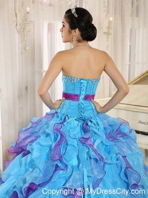 Multi-color Sweetheart Ruffles Sash 2013 Dress For Sweet 15