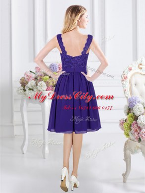 Chic Empire Vestidos de Damas Purple Scalloped Chiffon Sleeveless Knee Length Zipper