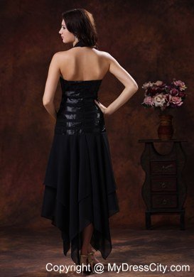 Sexy Black Asymmetrical Prom Celebrity Dress Clearance With Halter