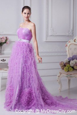 Lavender Beading and Ruffles Decorate Celebrity Dress For 2013