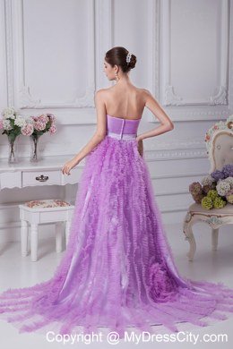 Lavender Beading and Ruffles Decorate Celebrity Dress For 2013