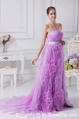 Lavender Beading and Ruffles Decorate Celebrity Dress For 2013