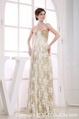 2014 Stylish Champagne Celebrity Dress with Lace and Sequins