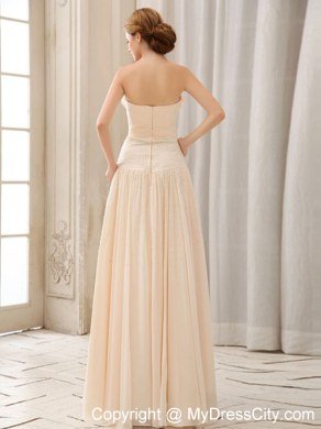 Sweetheart Chiffon Long Celebrity Dress With Beading and Champagne
