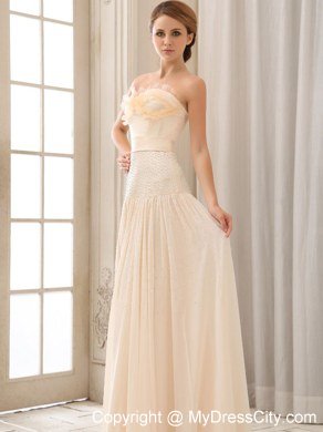 Sweetheart Chiffon Long Celebrity Dress With Beading and Champagne