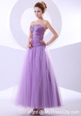 Lavender Beading and Appliques Column Celebrity Dresses Ankle-length