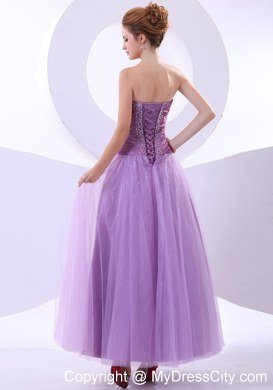 Lavender Beading and Appliques Column Celebrity Dresses Ankle-length