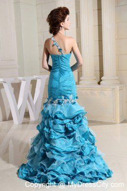 High-low Mermaid Celebrity Dresses With Appliques and Ruffled Layers