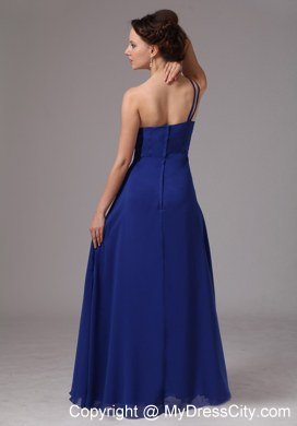 Royal Blue A-line One Shoulder Chiffon Appliques Celebrity Dress