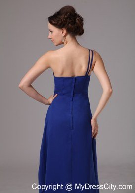 Royal Blue A-line One Shoulder Chiffon Appliques Celebrity Dress