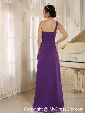 Sequins Sweetheart One Shoulder High Slit Purple Celebrity Dress High Slit