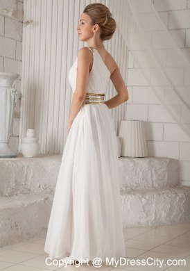 Sequins Waistband White A-Line One Shoulder Celebrity Dresses