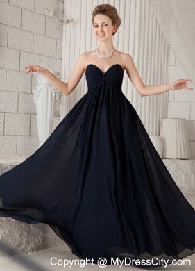 Black Sweetheart Floor-length Bridesmaid Dress with Ruches