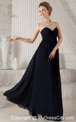 Black Sweetheart Floor-length Bridesmaid Dress with Ruches