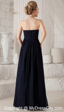 Black Sweetheart Floor-length Bridesmaid Dress with Ruches