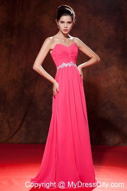 Coral Red Zipper Celebrity Dress Sweetheart with Beading