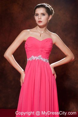 Coral Red Zipper Celebrity Dress Sweetheart with Beading