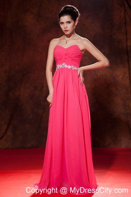 Coral Red Zipper Celebrity Dress Sweetheart with Beading