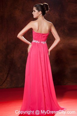 Coral Red Zipper Celebrity Dress Sweetheart with Beading