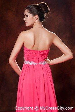 Coral Red Zipper Celebrity Dress Sweetheart with Beading