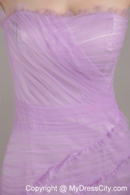 Mermaid Strapless Brush Train Ruched Lavender Prom Dress