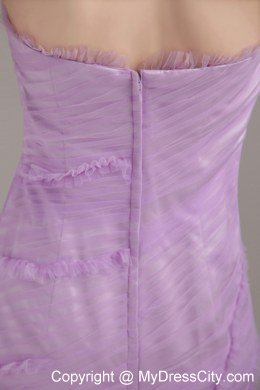 Mermaid Strapless Brush Train Ruched Lavender Prom Dress