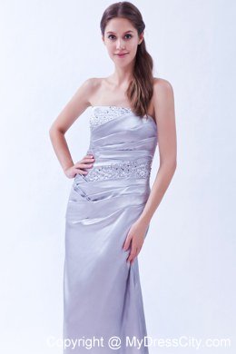 Strapless Beaded Lilac Prom Dress Brush Train Lace Back