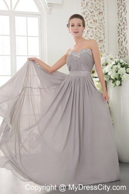 Grey Sweetheart Brush Beaded Prom Dress with Back Out