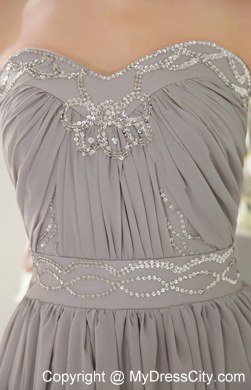 Grey Sweetheart Brush Beaded Prom Dress with Back Out