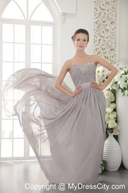 Grey Sweetheart Brush Beaded Prom Dress with Back Out