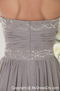 Grey Sweetheart Brush Beaded Prom Dress with Back Out