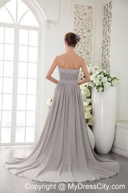 Grey Sweetheart Brush Beaded Prom Dress with Back Out