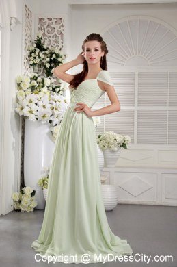 Apple Green Off The Shoulder Brush Train Prom Dress