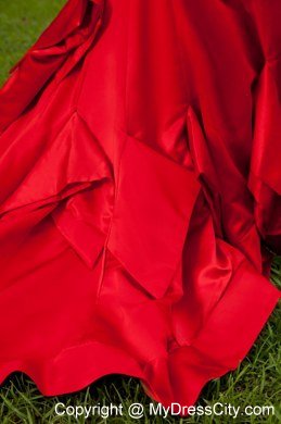 Red Mermaid Sweetheart Court Train Taffeta Prom Dress