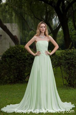 Apple Green Empire Strapless Celebrity Dress with Court Train