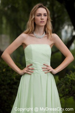 Apple Green Empire Strapless Celebrity Dress with Court Train